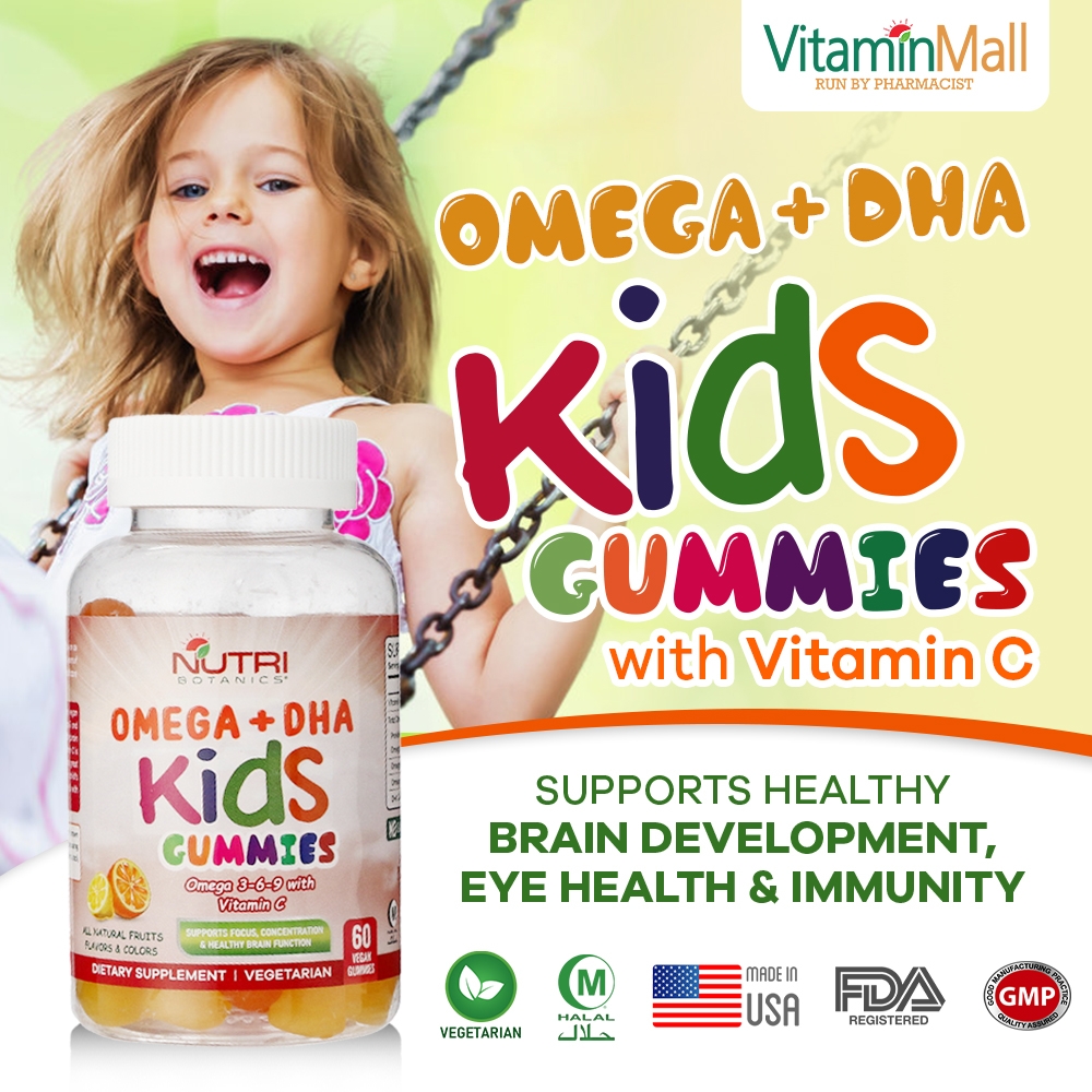 Nutri Botanics Kids Omega + DHA Gummies Brain health, Immune Health